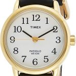 Timex Women's T20433 "Easy Reader" Gold-Tone and Black Leather Watch